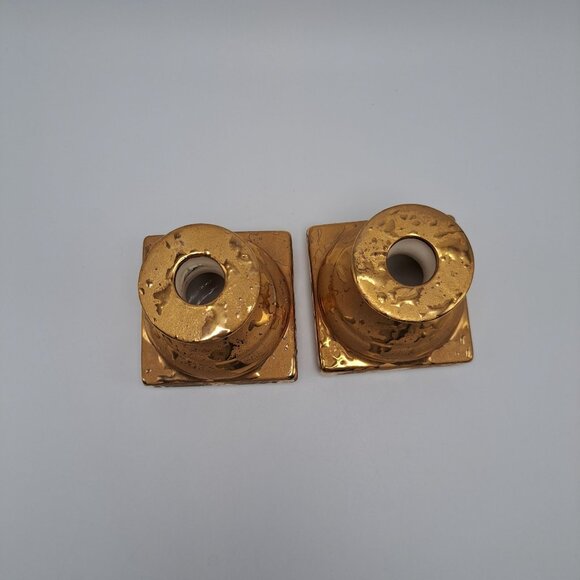 Wheeping Gold Tapered Short Candle Holders - Picture 5 of 11